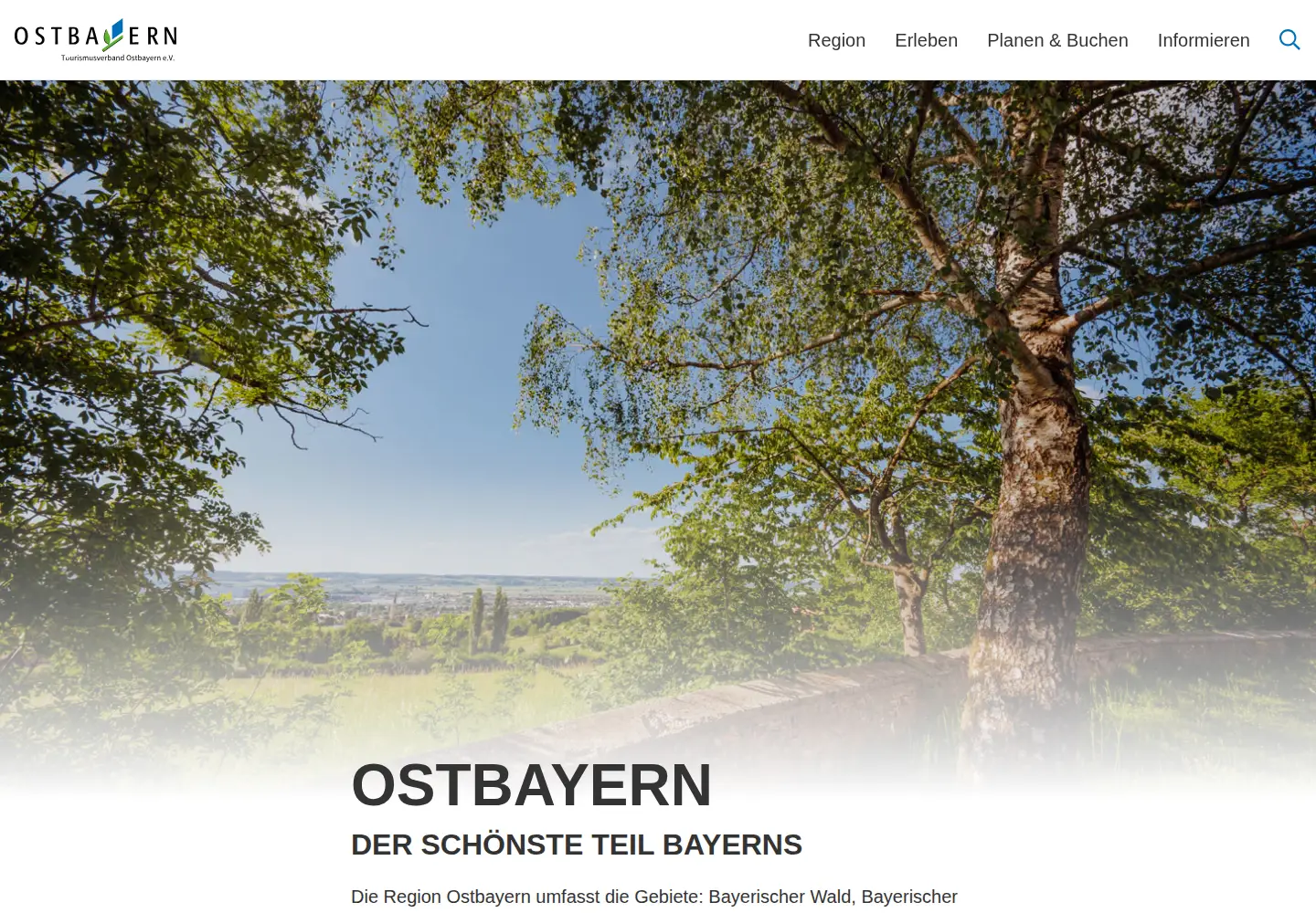 Captured homepage of ostbayern-tourismus.de in the current scan
