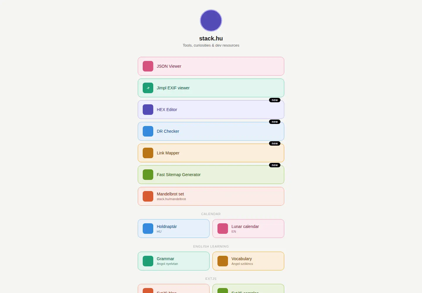 Captured homepage of stack.hu in the current scan