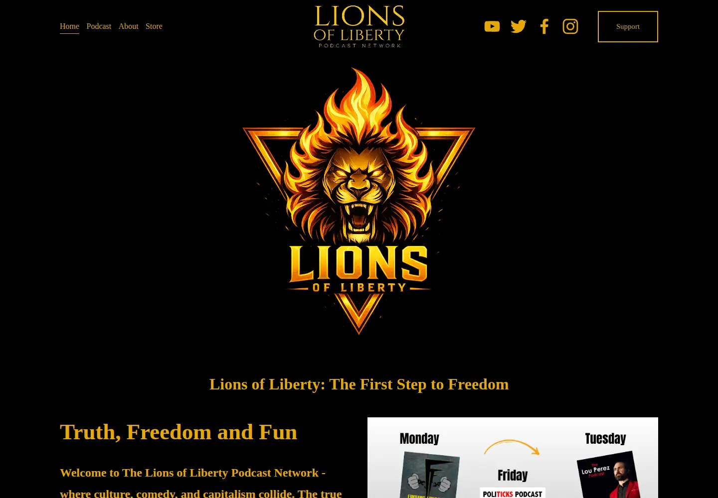 Captured homepage of lionsofliberty.com in the current scan
