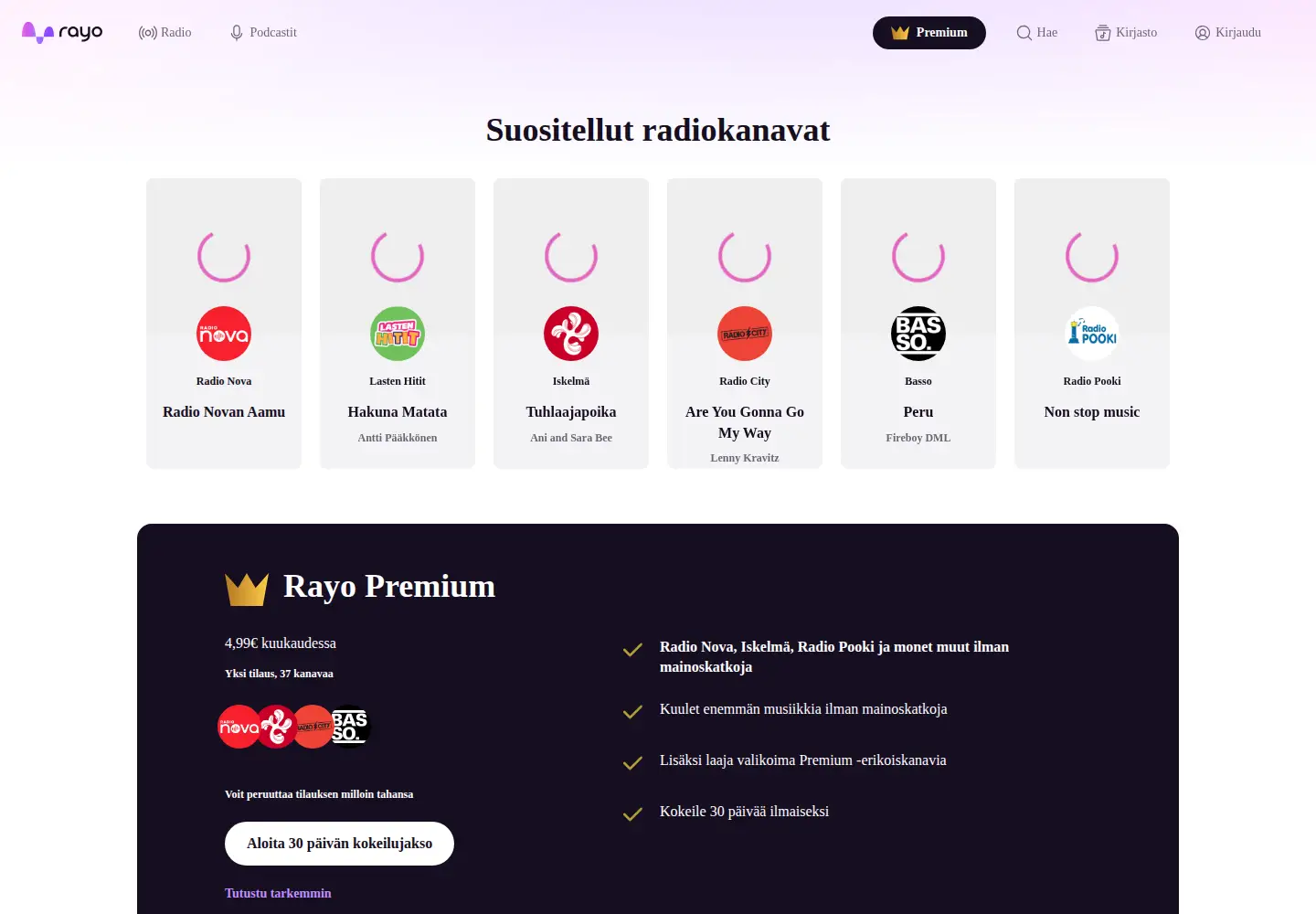 Screenshot of radioplay.fi