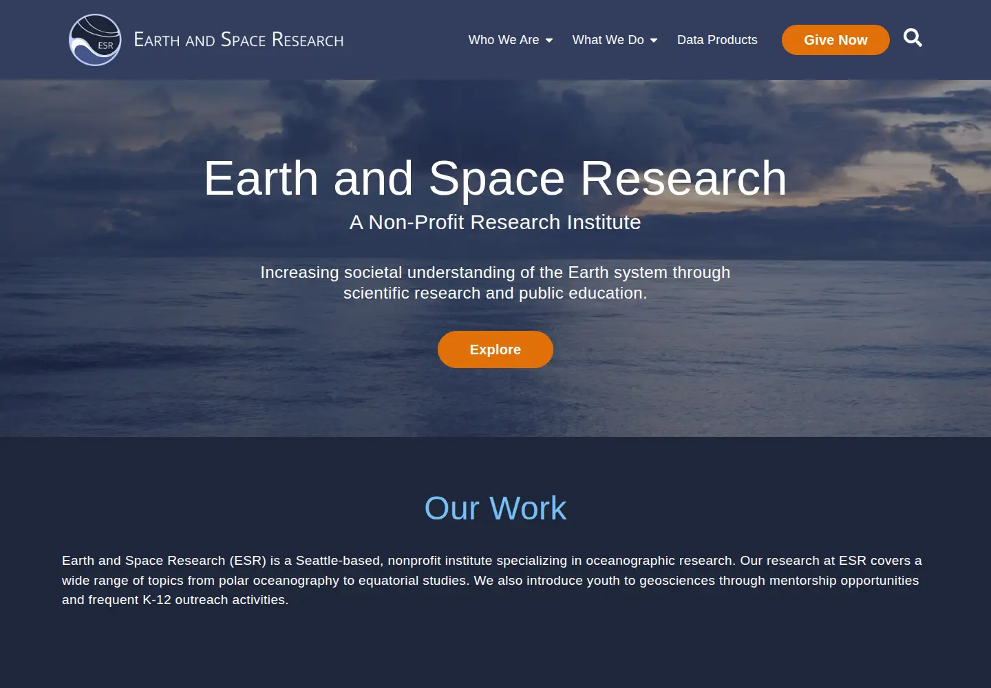 Captured homepage of esr.org in the current scan