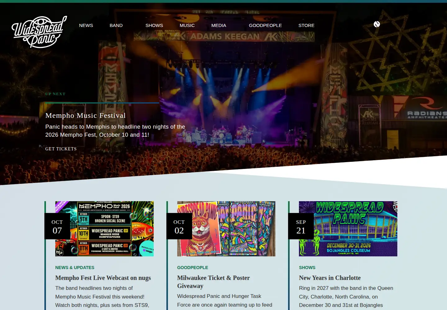 Screenshot of widespreadpanic.com
