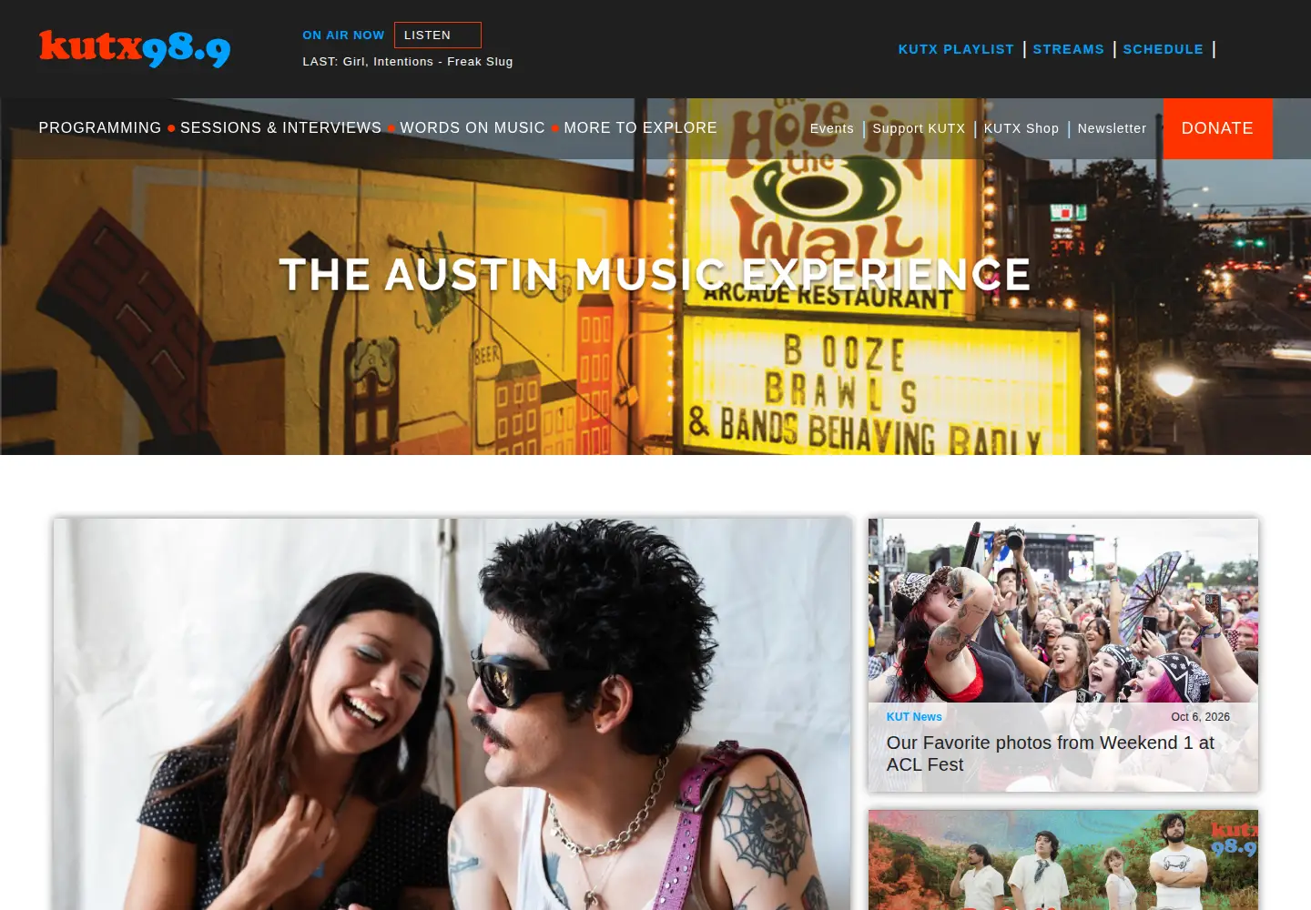 Captured homepage of kutx.org in the current scan