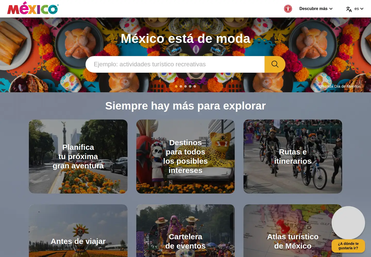Captured homepage of visitmexico.com in the current scan