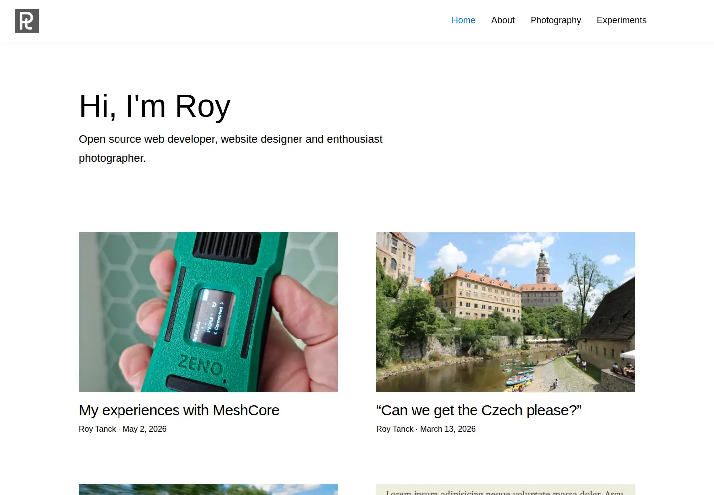 Captured homepage of roytanck.com in the current scan