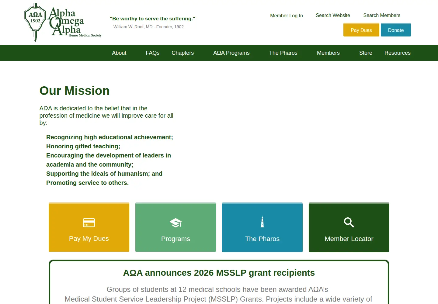Captured homepage of alphaomegaalpha.org in the current scan