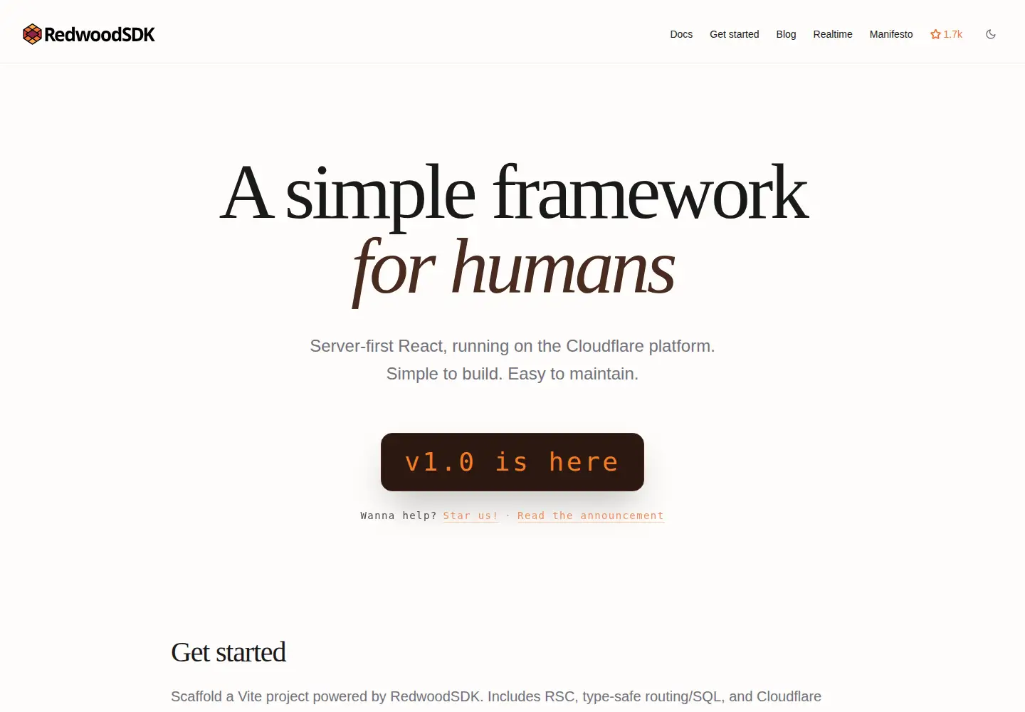 Screenshot of rwsdk.com