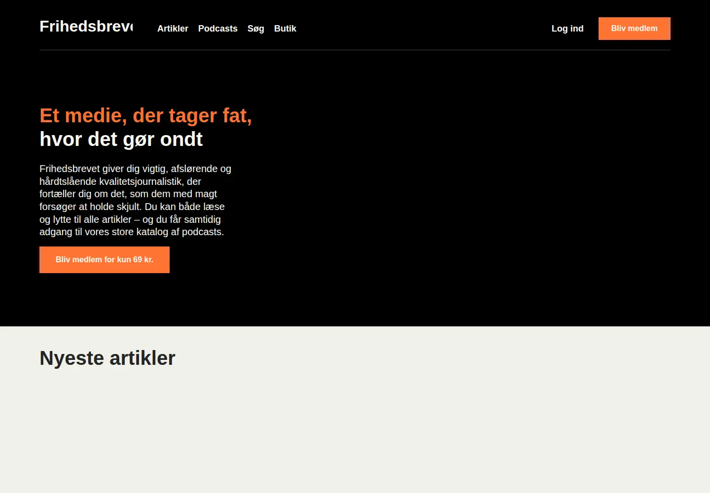 Screenshot of frihedsbrevet.dk