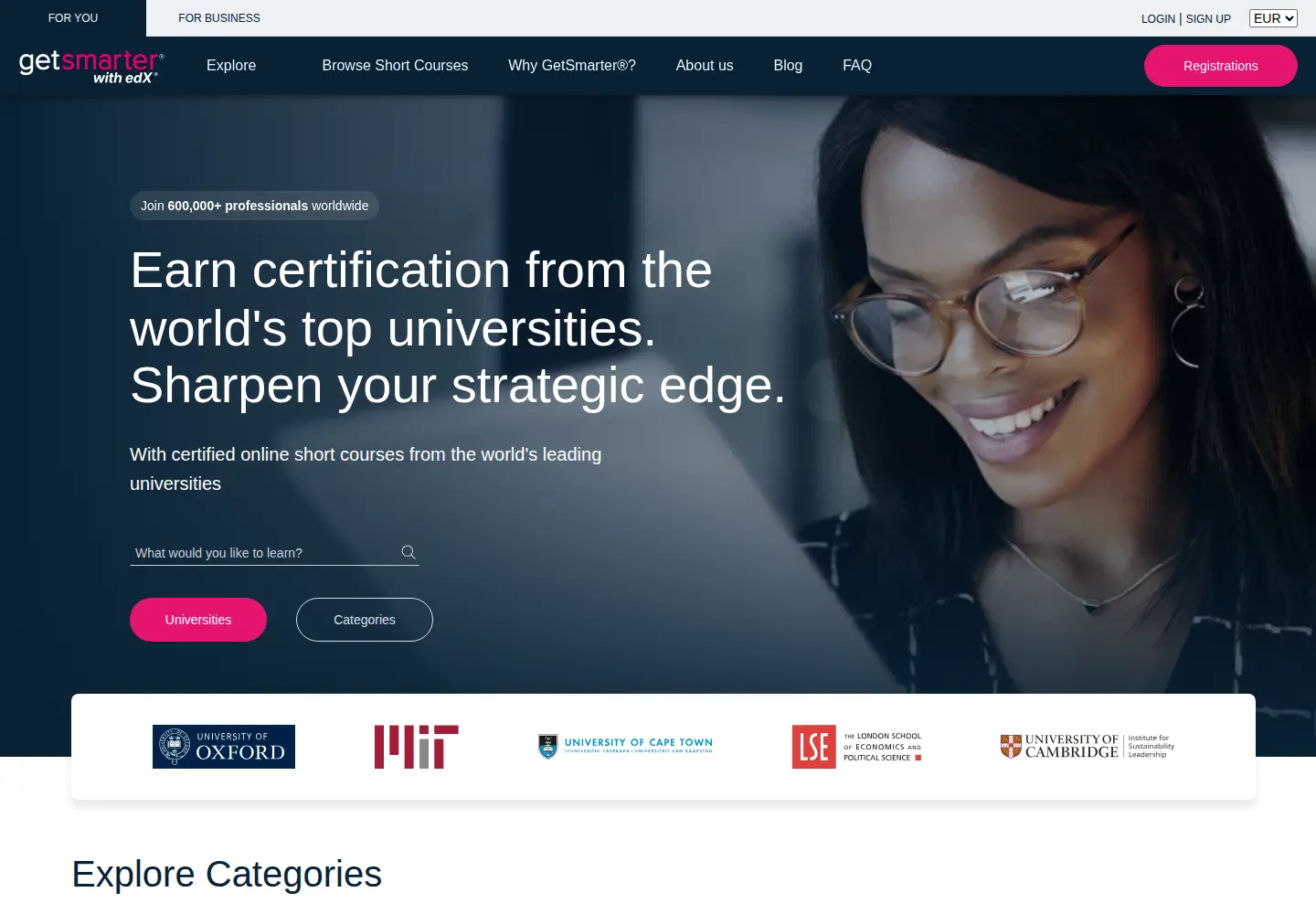 Screenshot of getsmarter.com