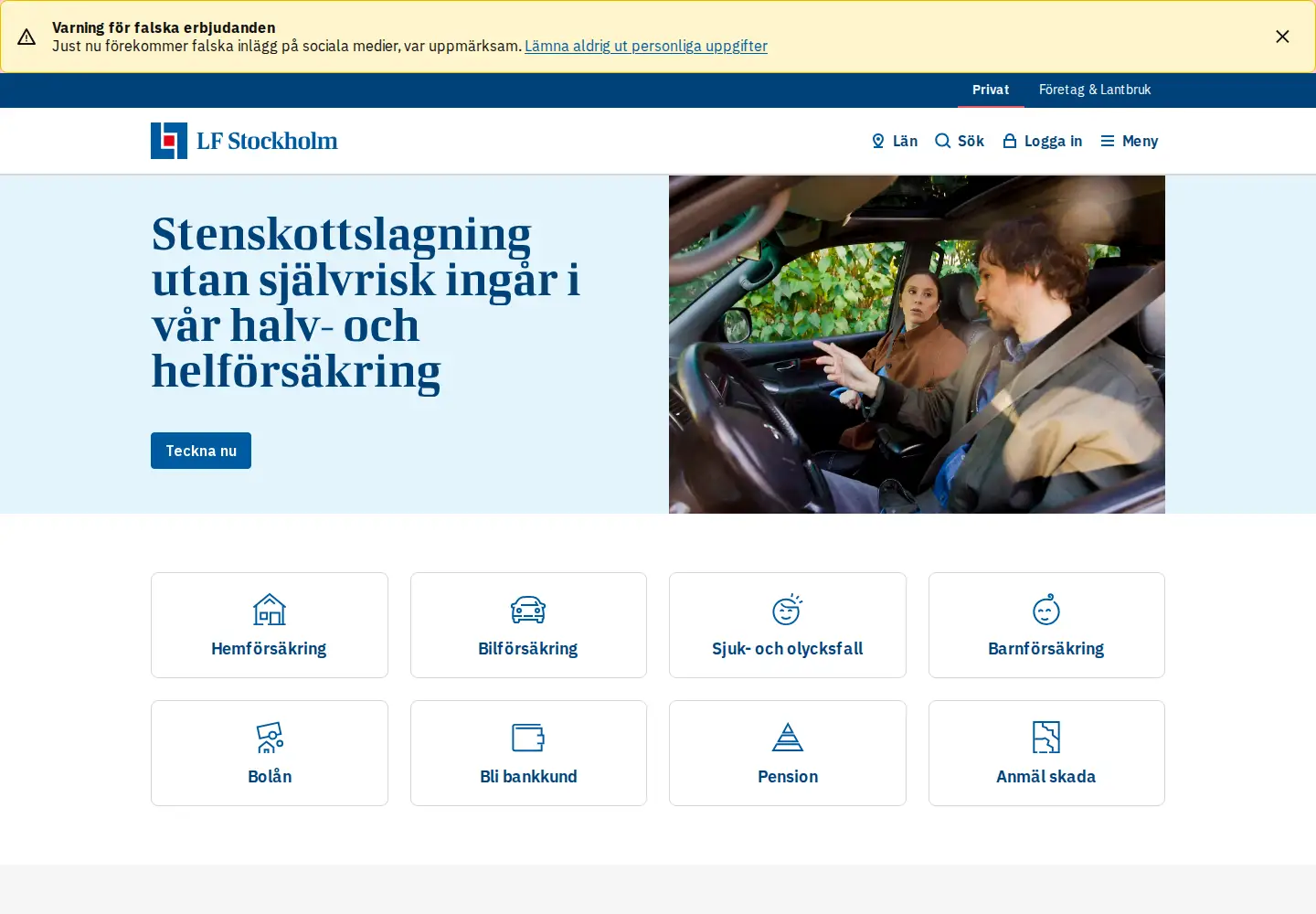 Screenshot of lansforsakringar.se