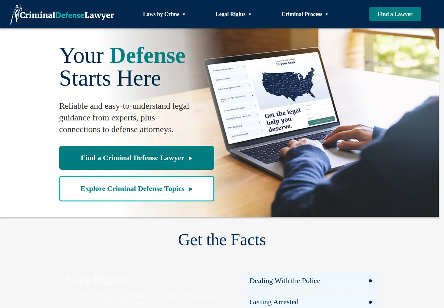 Captured homepage of criminaldefenselawyer.com in the current scan