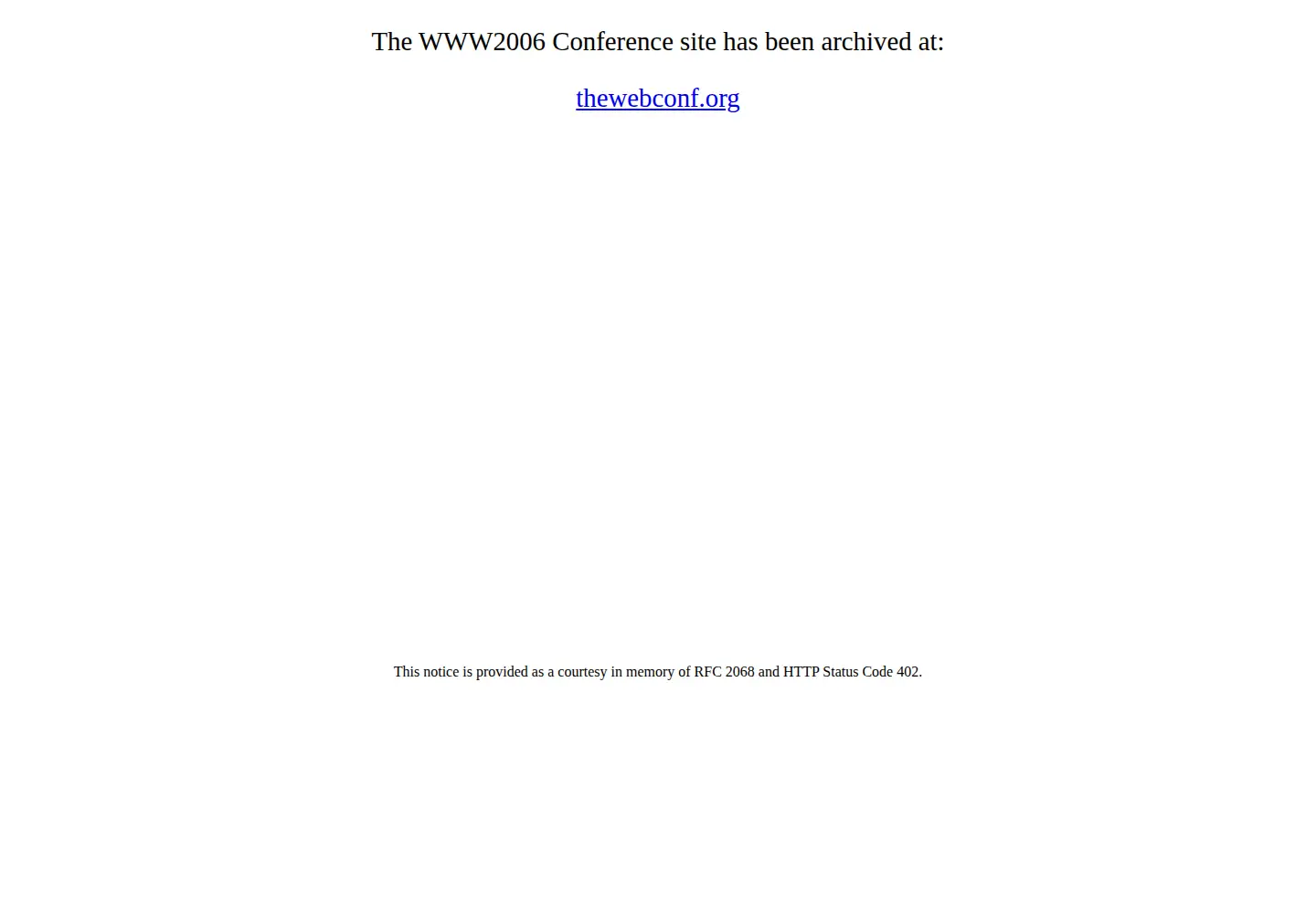 Captured homepage of www2006.org in the current scan