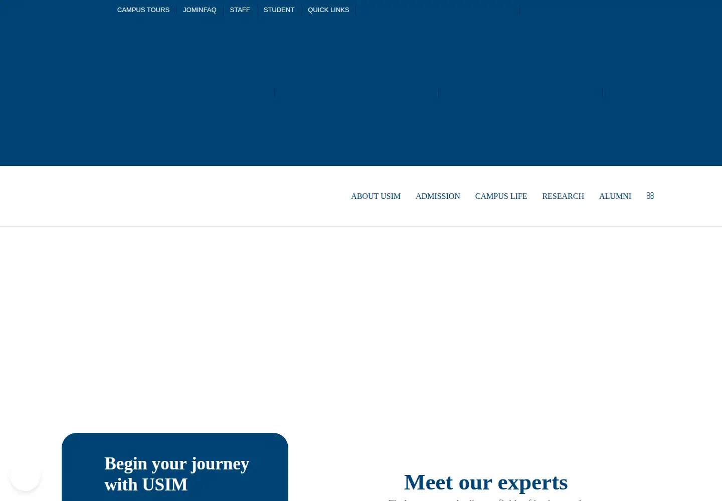 Captured homepage of usim.edu.my in the current scan