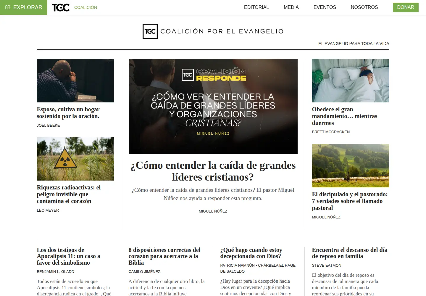 Captured homepage of coalicionporelevangelio.org in the current scan