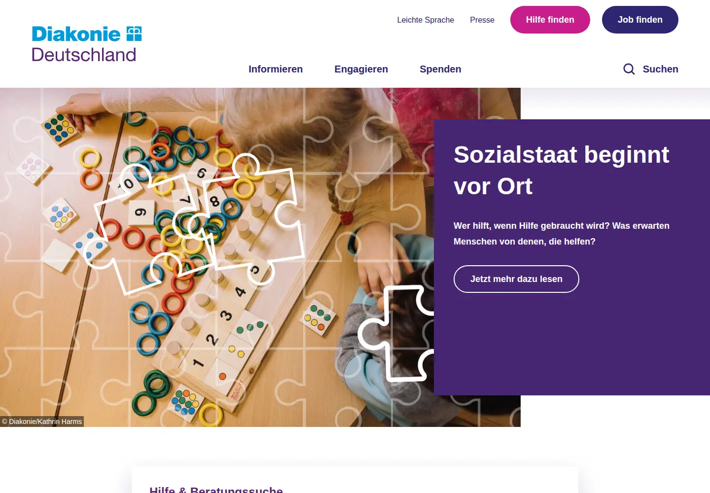 Captured homepage of diakonie.de in the current scan