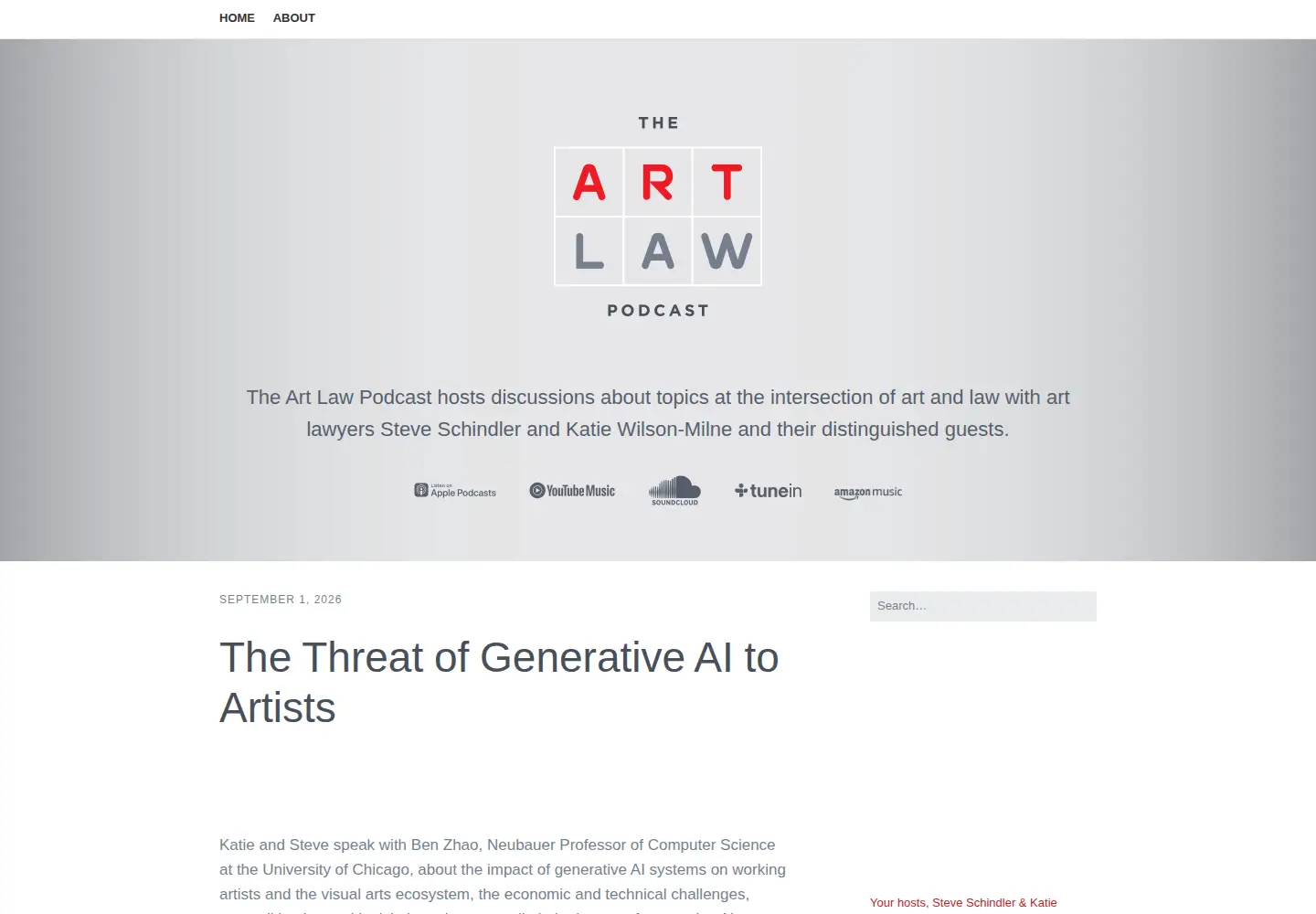Screenshot of artlawpodcast.com