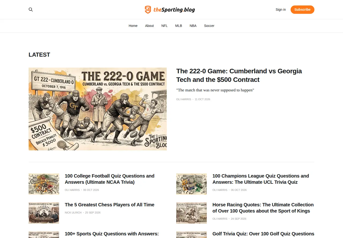 Screenshot of thesporting.blog