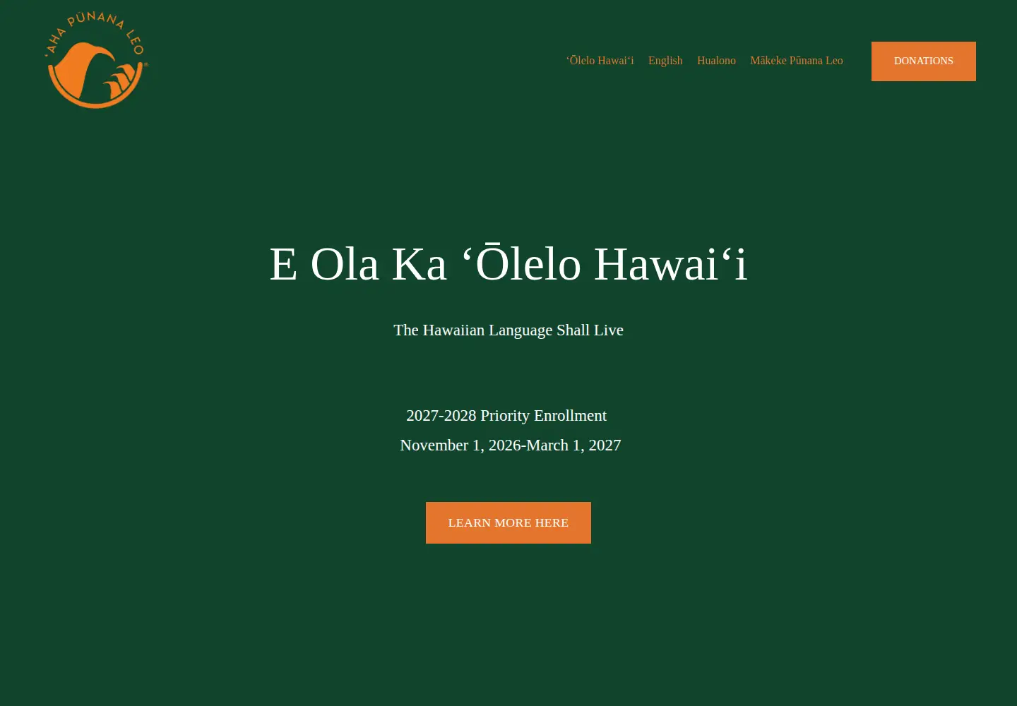 Captured homepage of ahapunanaleo.org in the current scan