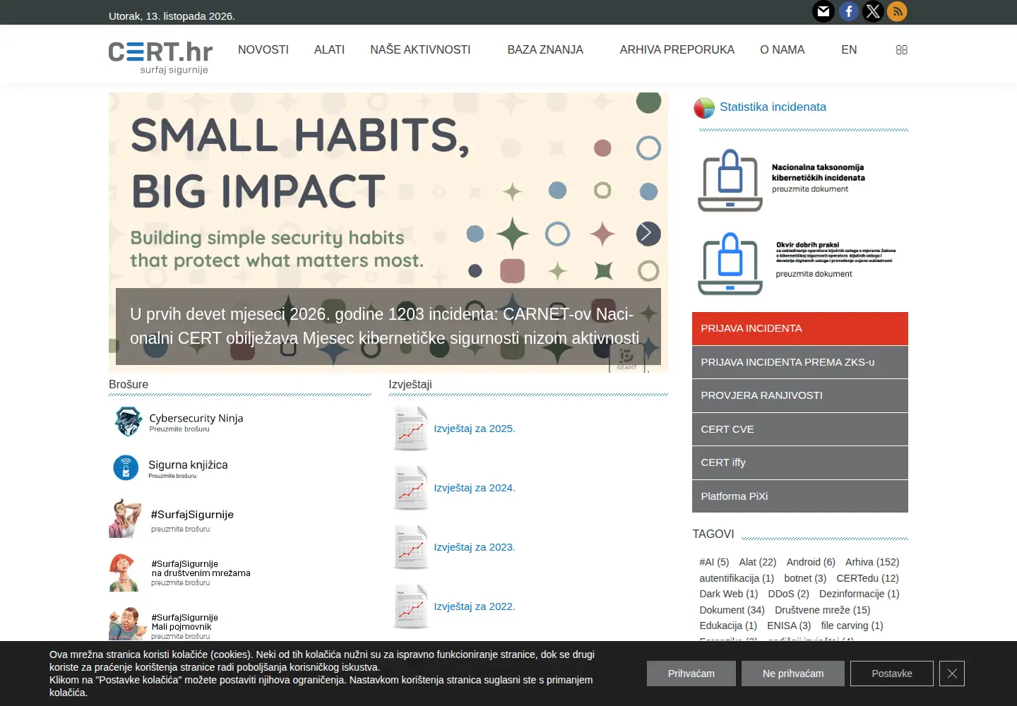 Screenshot of cert.hr