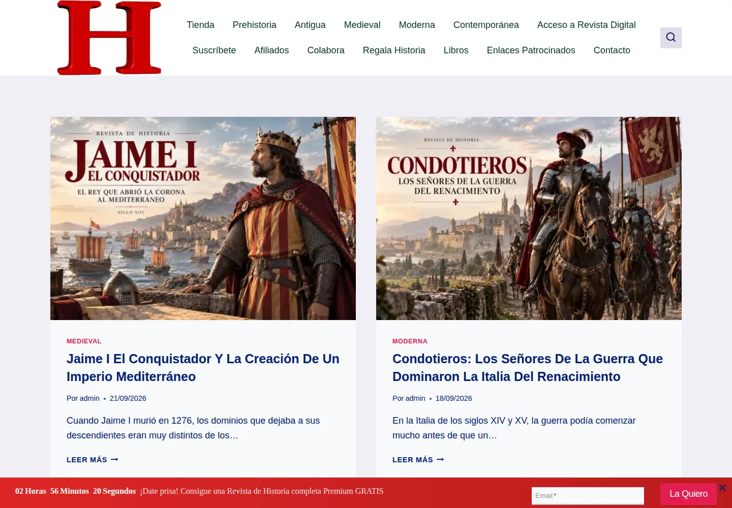Screenshot of revistadehistoria.es