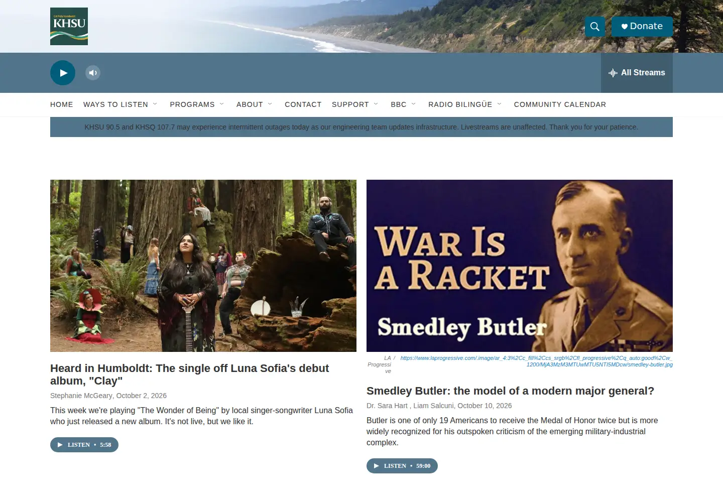 Captured homepage of khsu.org in the current scan