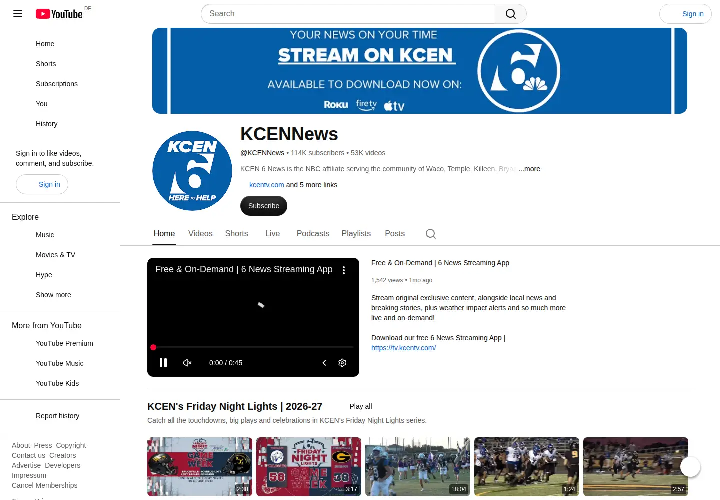 Captured homepage of kcentv.com in the current scan