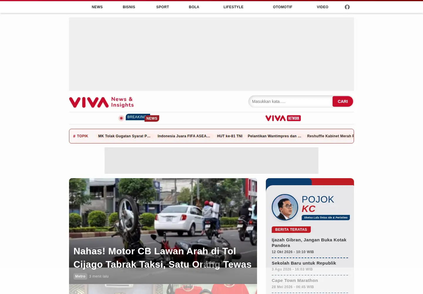 Captured homepage of viva.co.id in the current scan