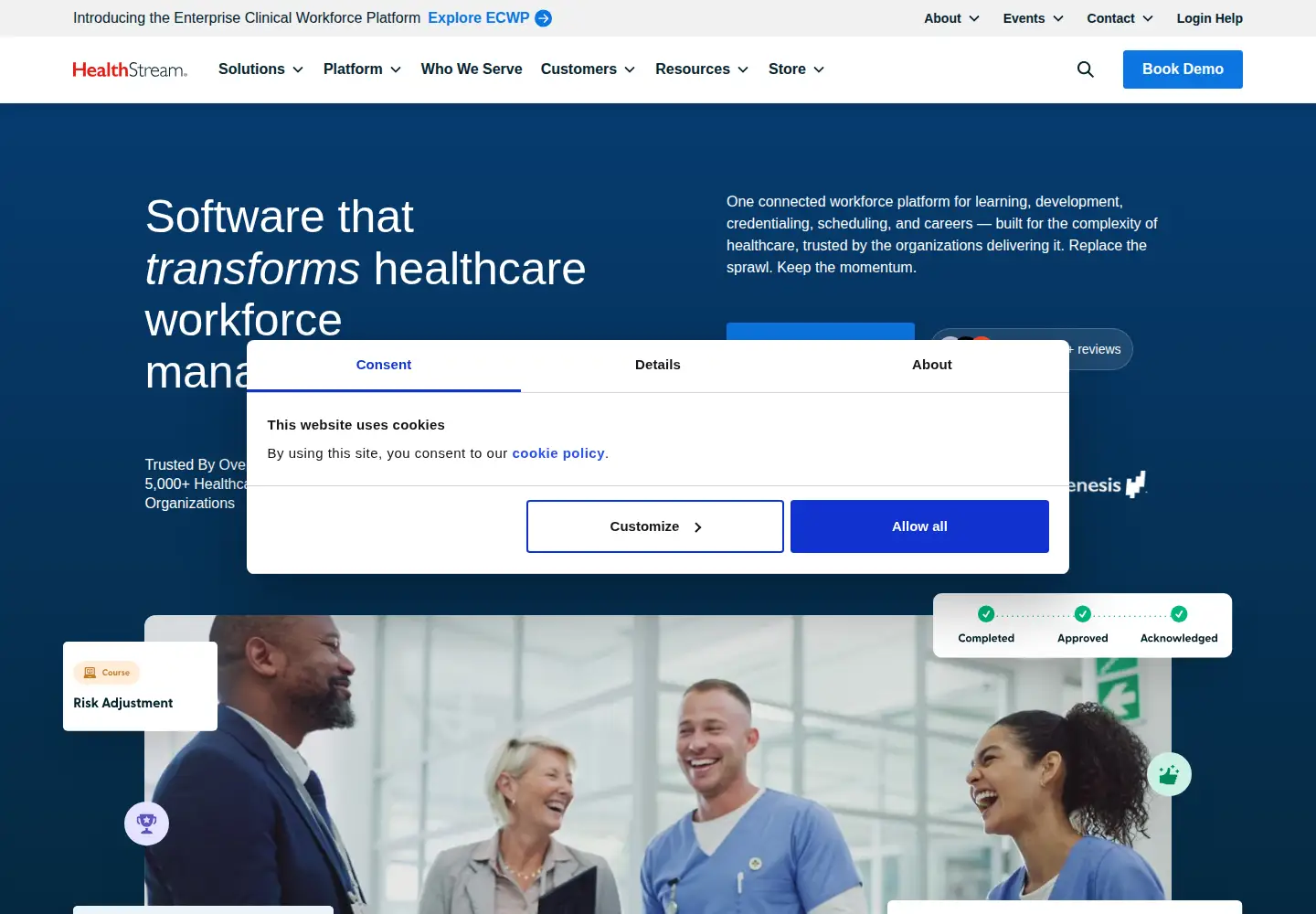 Screenshot of healthstream.com