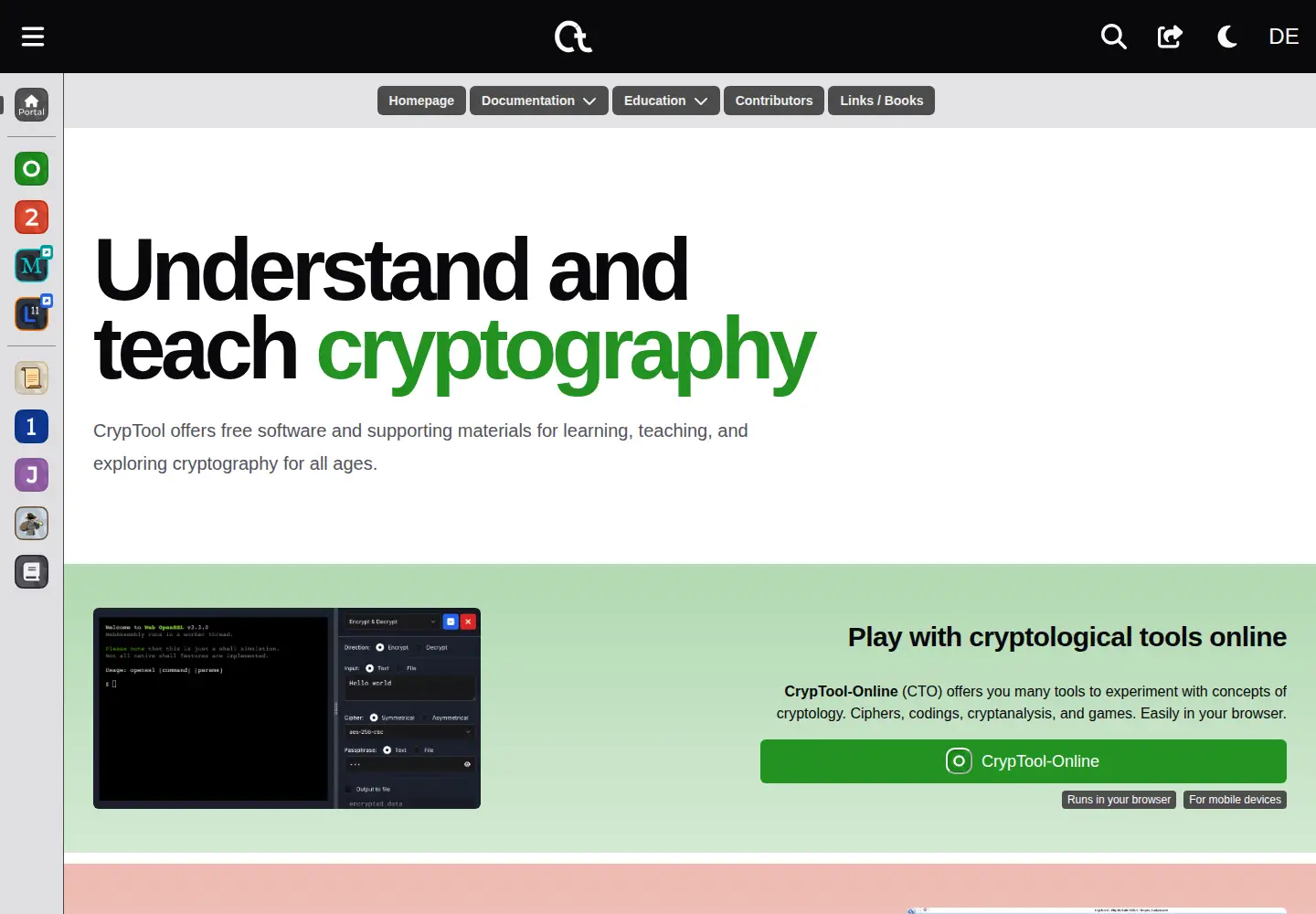 Captured homepage of cryptool.org in the current scan