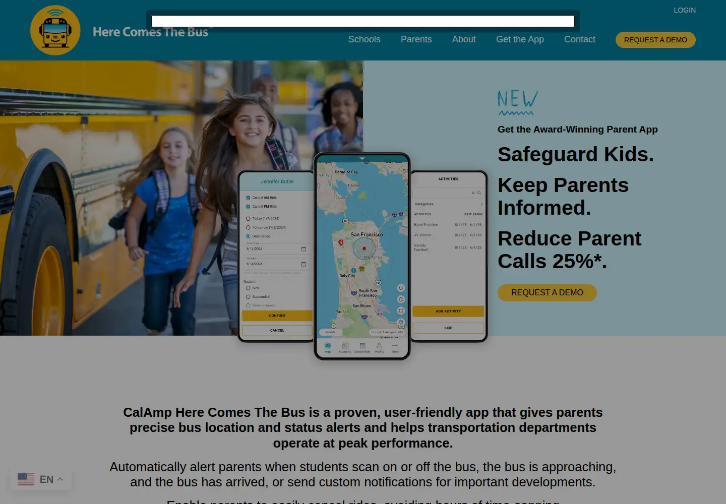 Screenshot of herecomesthebus.com