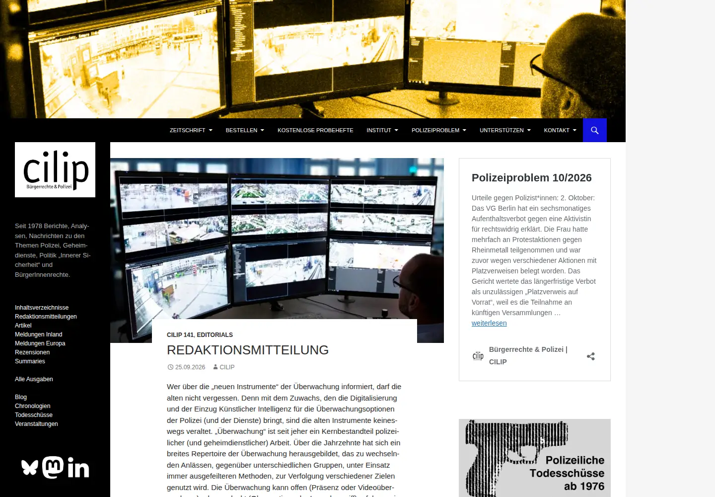 Captured homepage of cilip.de in the current scan