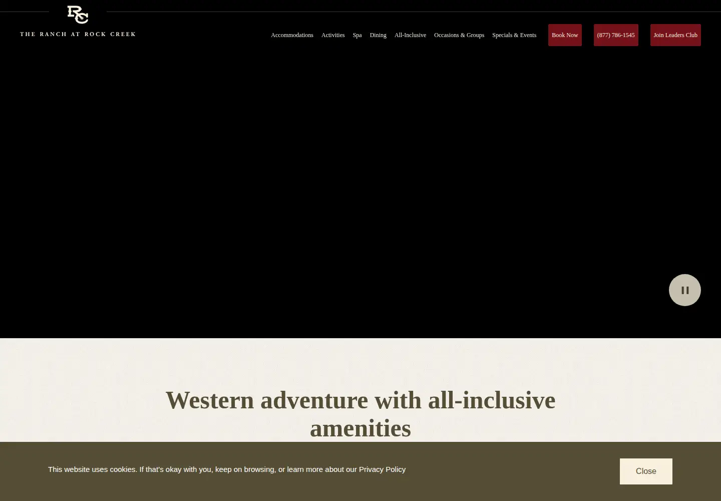 Captured homepage of theranchatrockcreek.com in the current scan