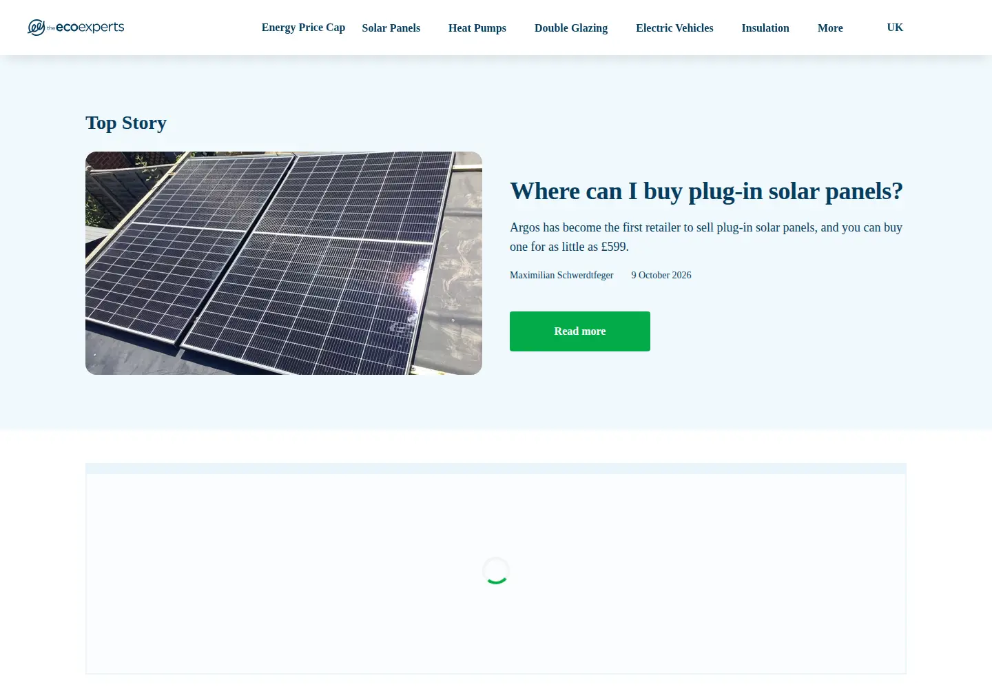 Captured homepage of theecoexperts.co.uk in the current scan