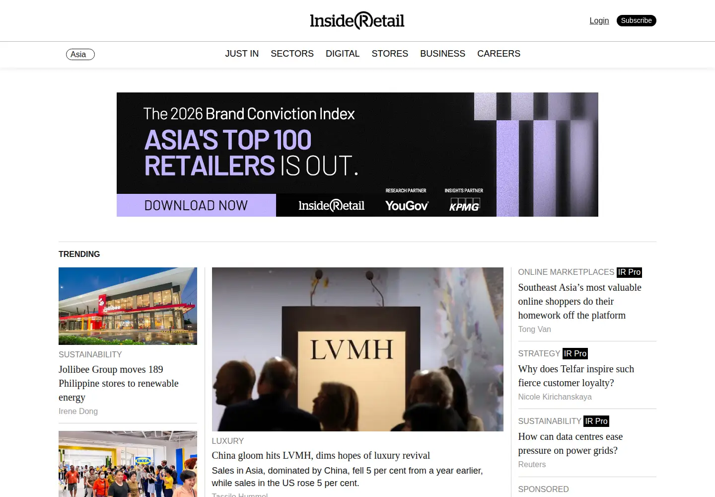 Captured homepage of insideretail.asia in the current scan