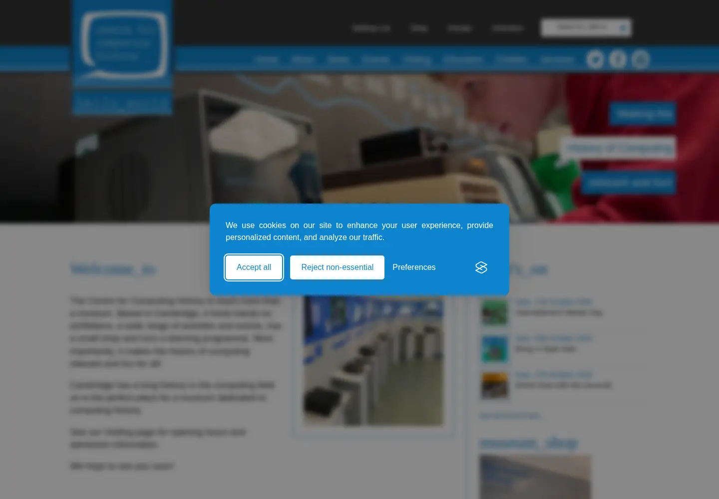 Screenshot of computinghistory.org.uk