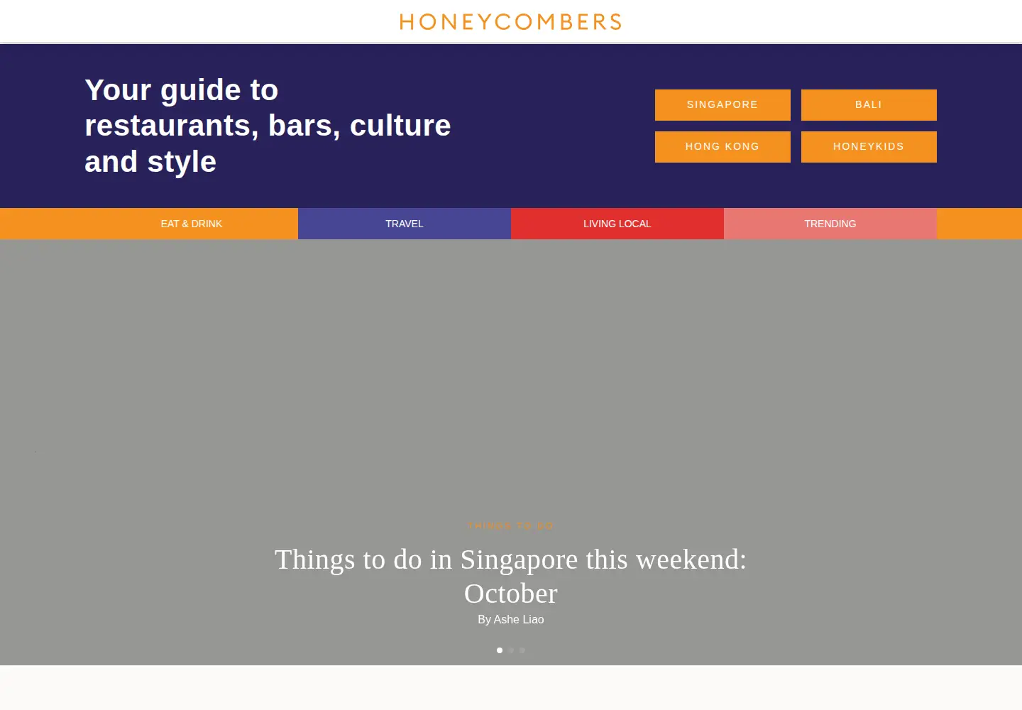 Captured homepage of thehoneycombers.com in the current scan