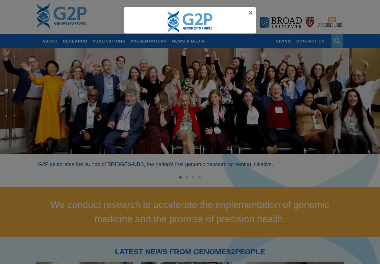 Screenshot of genomes2people.org