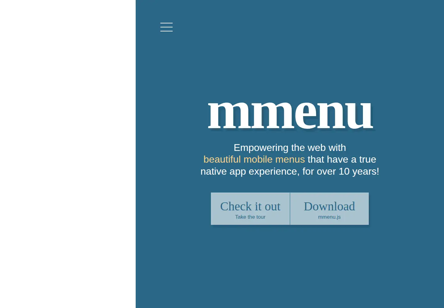 Screenshot of mmenujs.com