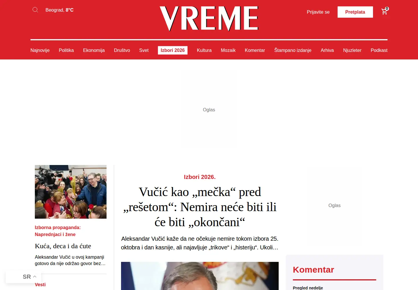 Screenshot of vreme.com