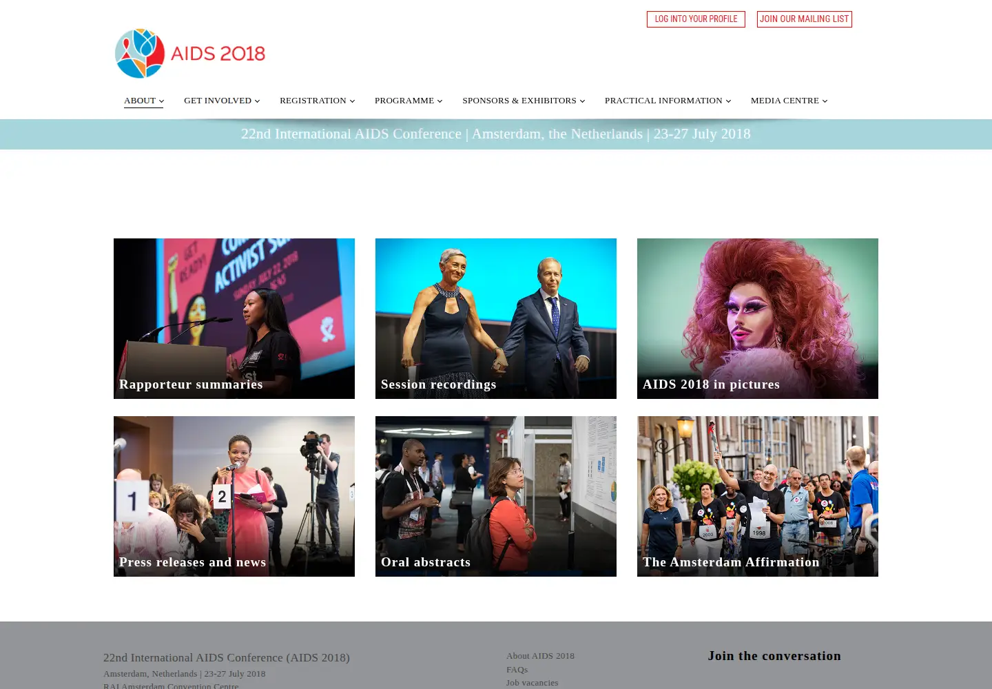 Screenshot of aids2018.org