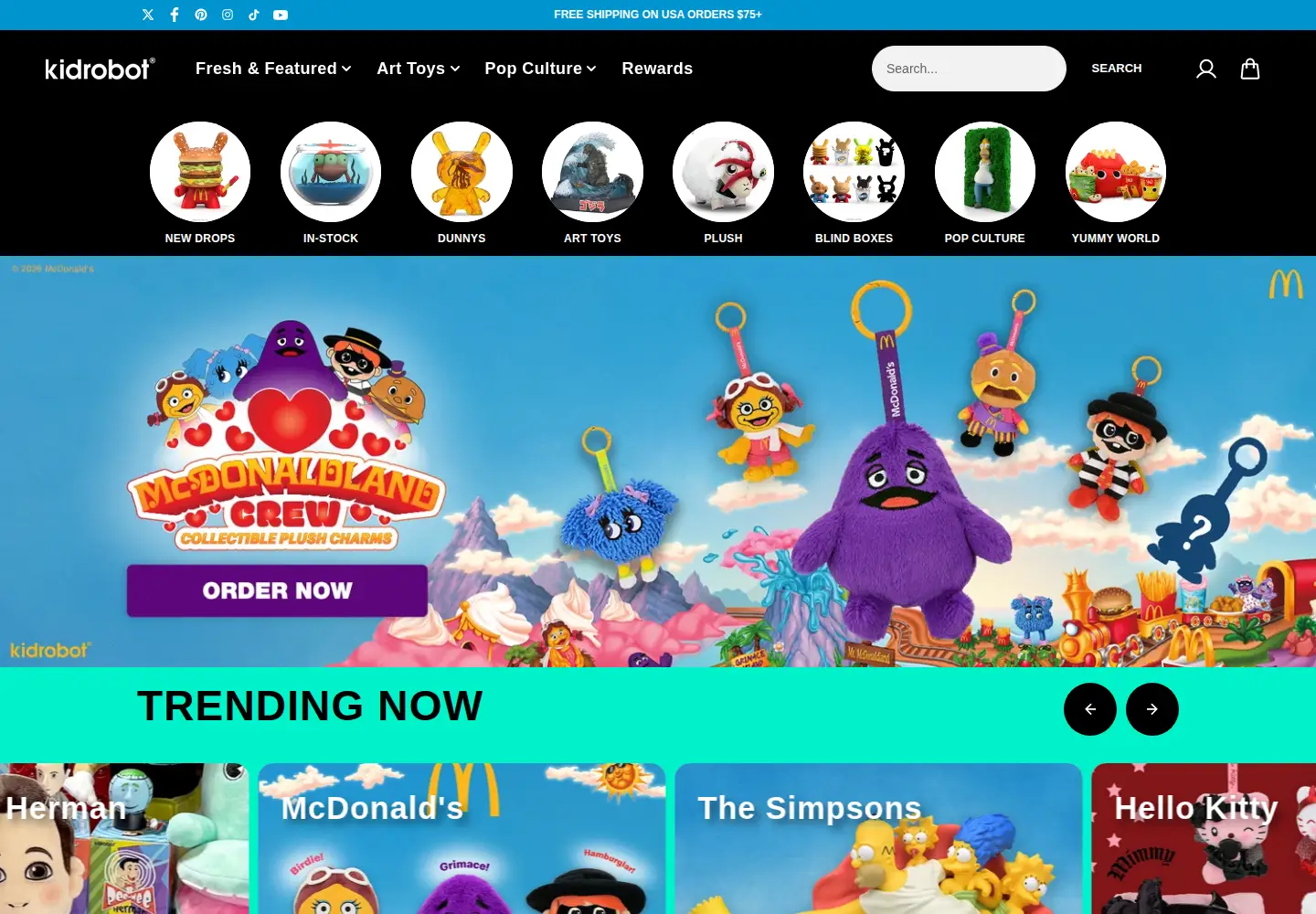 Screenshot of kidrobot.com