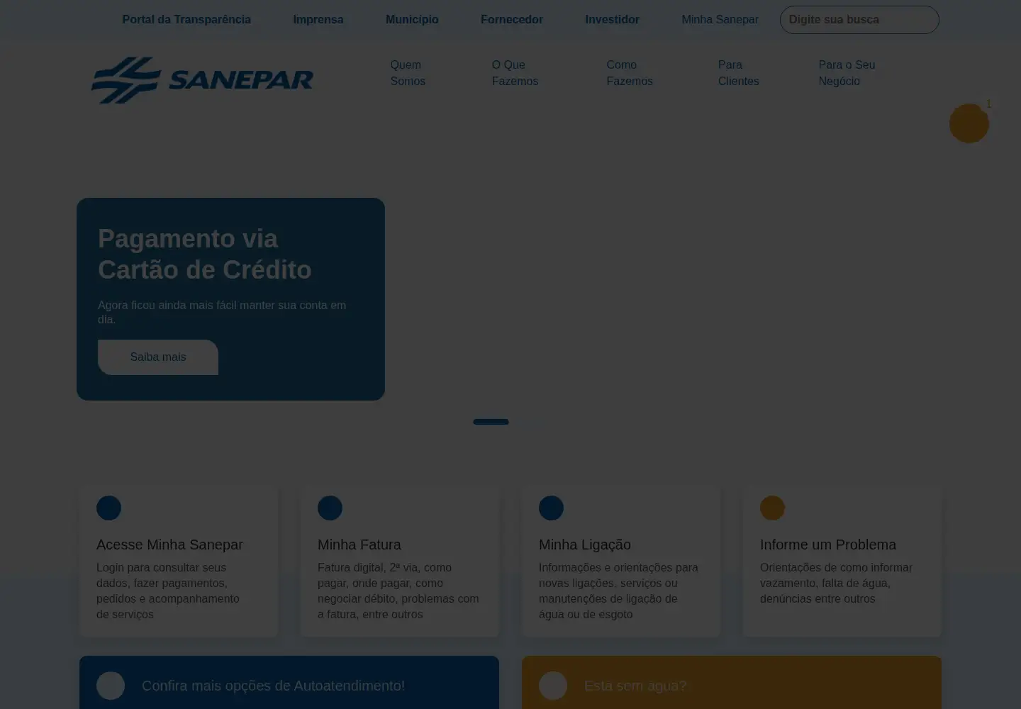 Screenshot of sanepar.com.br
