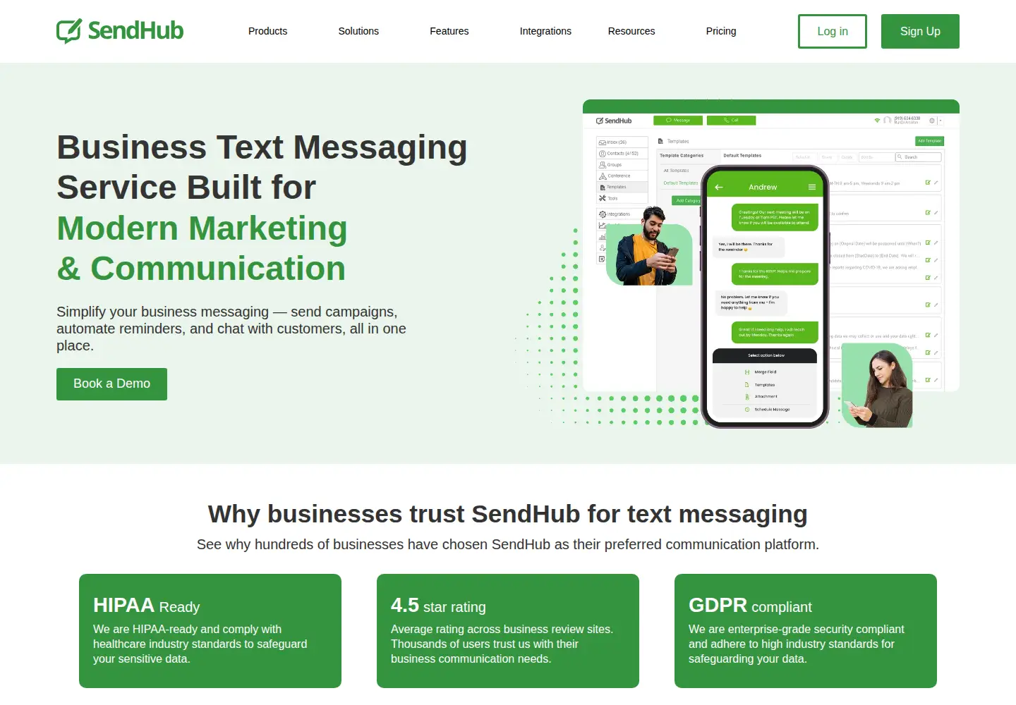 Screenshot of sendhub.com