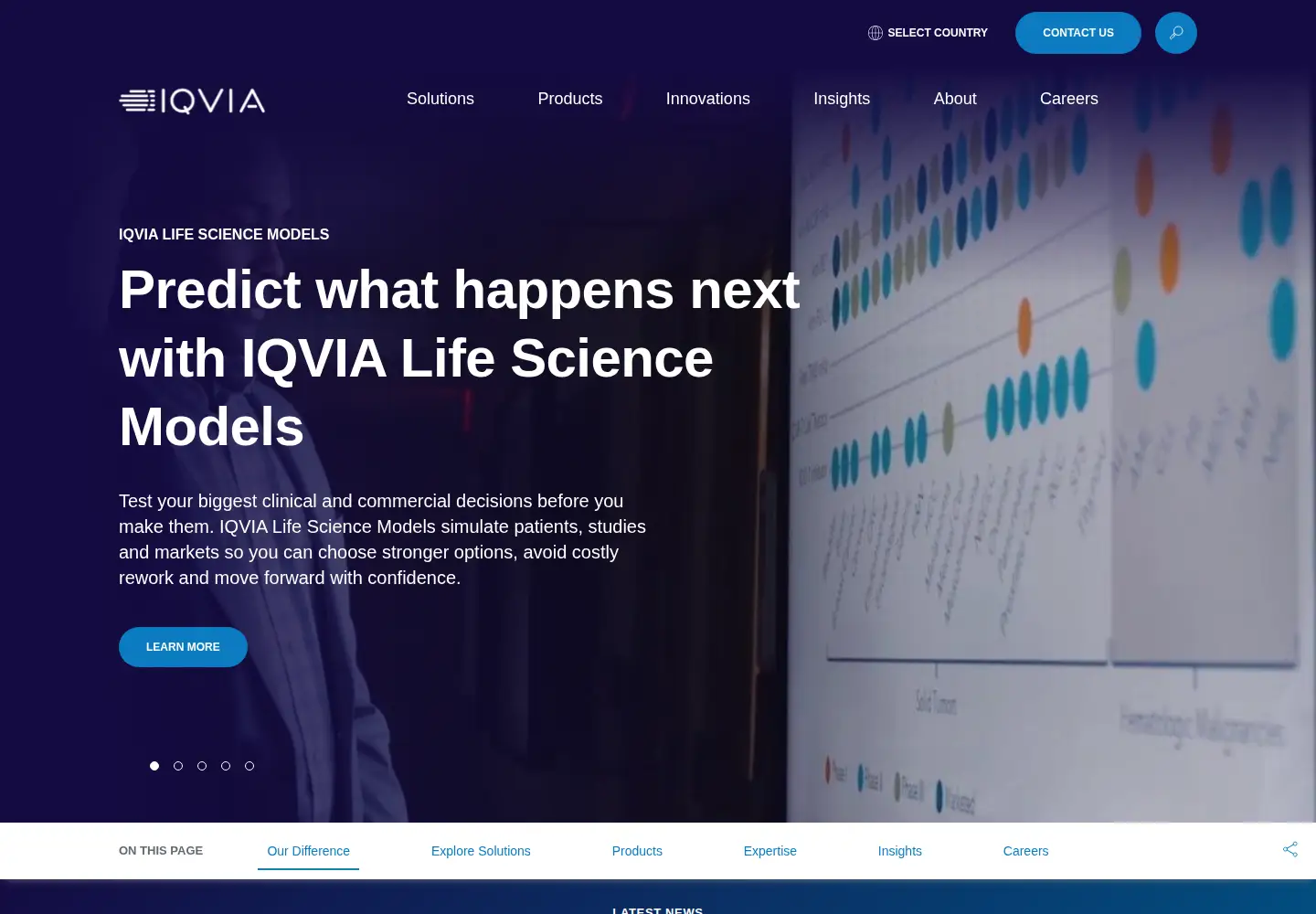 Captured homepage of imshealth.com in the current scan