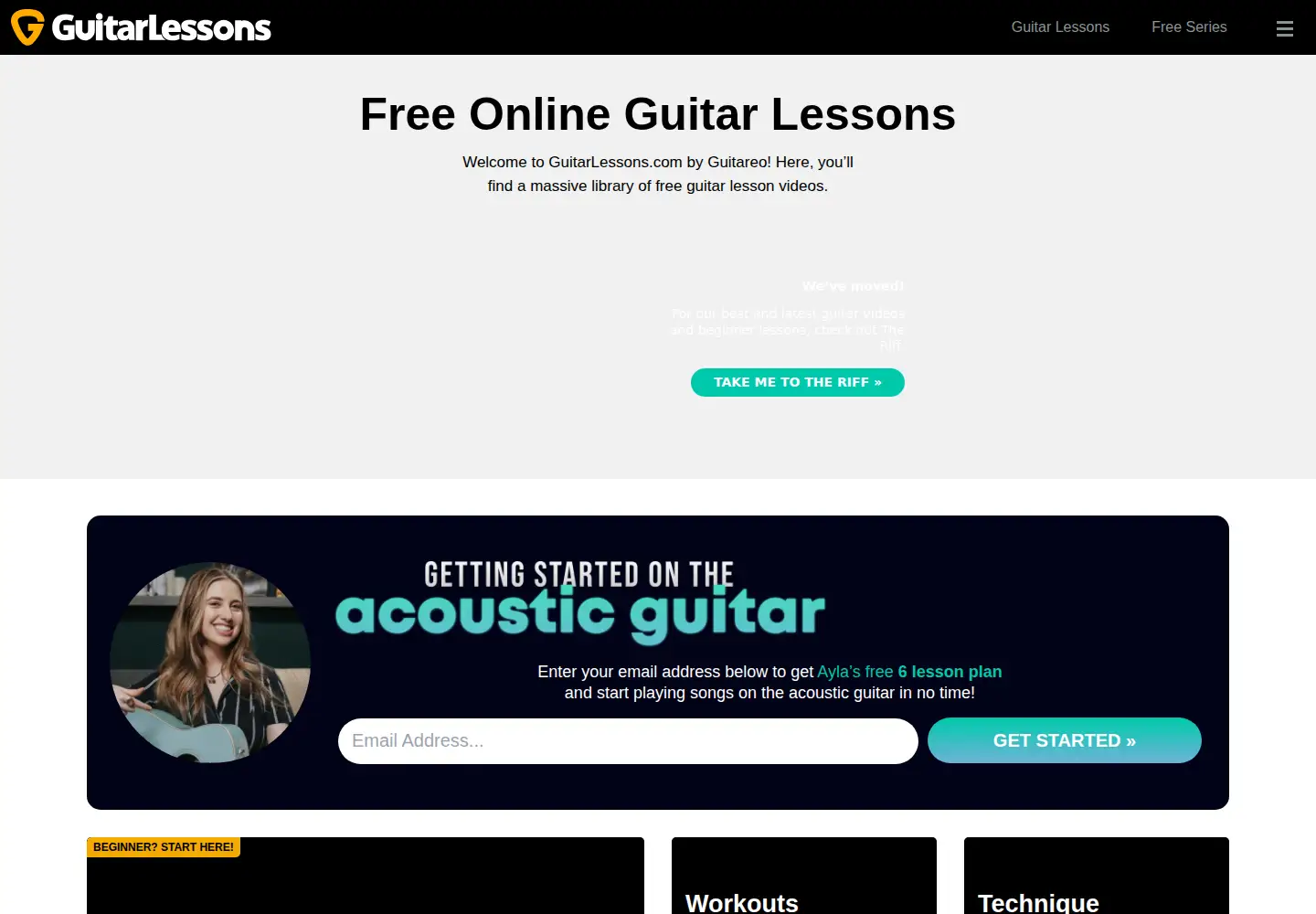 Screenshot of guitarlessons.com