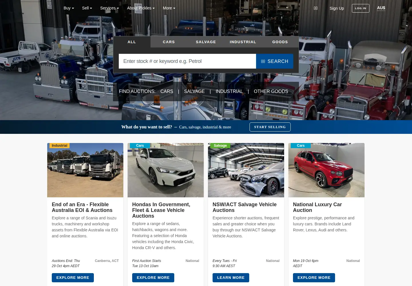 Screenshot of pickles.com.au