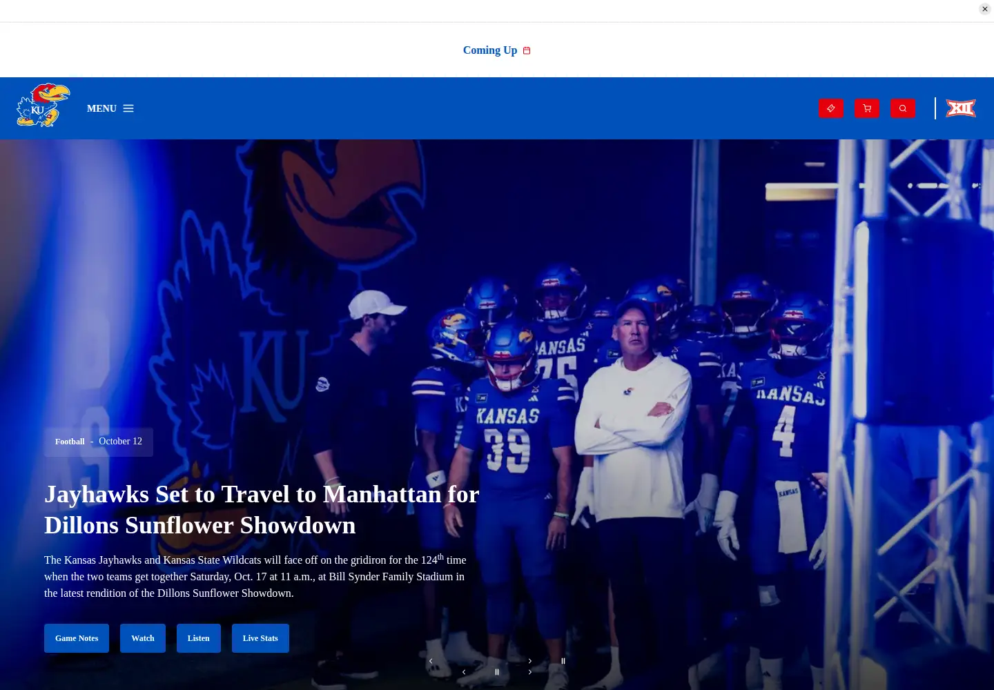 Screenshot of kuathletics.com