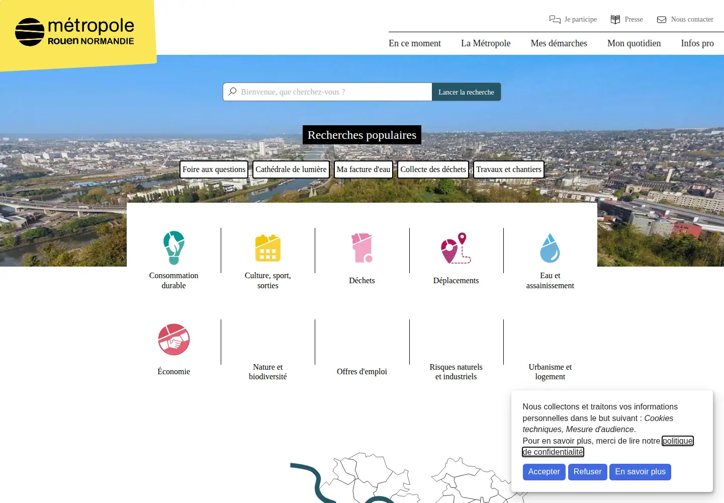 Captured homepage of metropole-rouen-normandie.fr in the current scan
