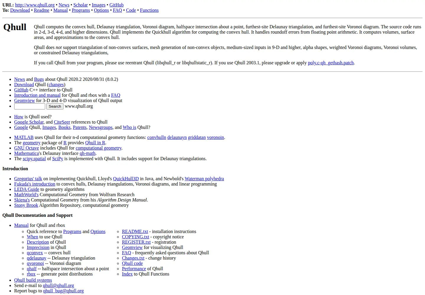 Screenshot of qhull.org