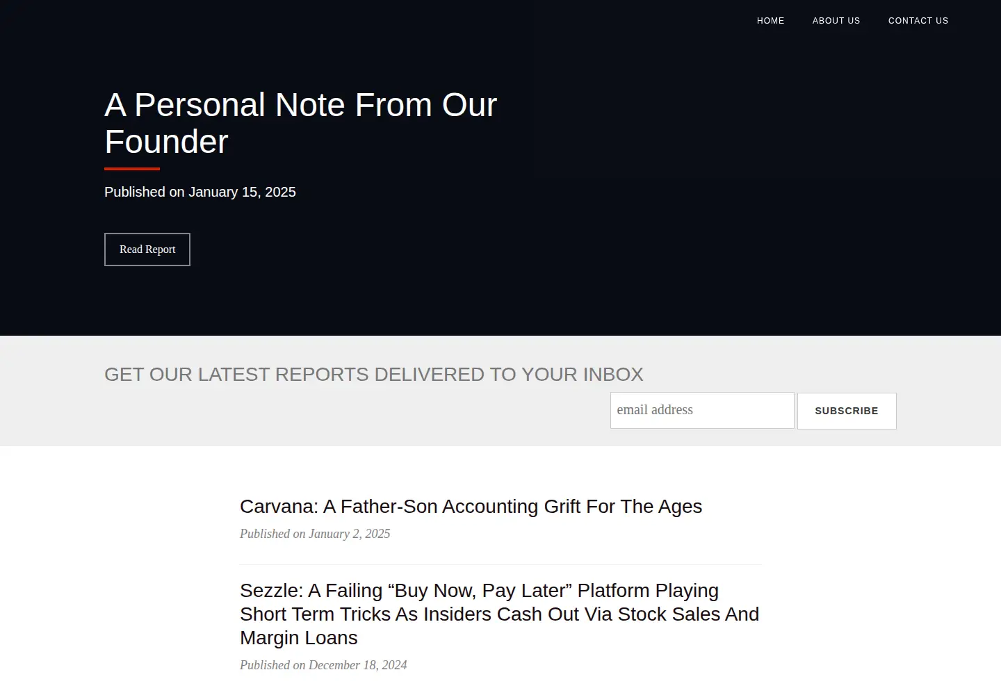 Screenshot of hindenburgresearch.com